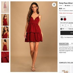 Lulu's "Party Pose Wine Red Satin Tiered Sleeveless Mini Dress" Size XL